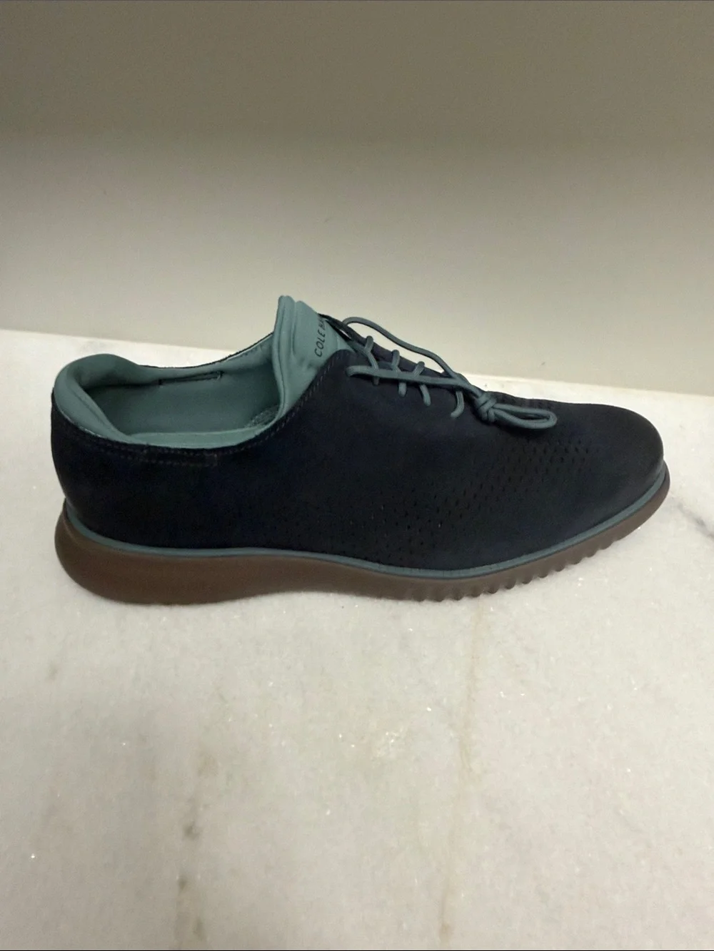 Cole Haan Navy and Light Blue Suede Lace-Up Oxfords
